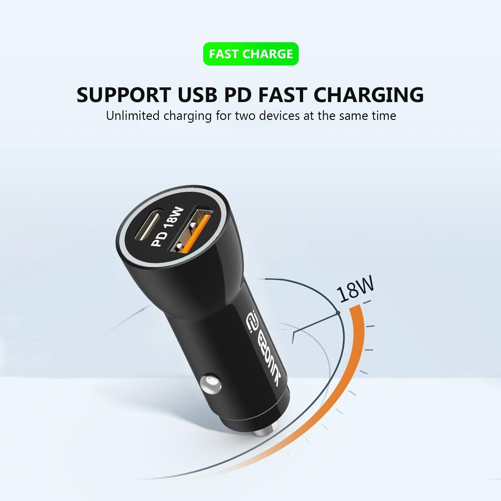 ESoulk 18W PD & 2.4A Car Charger+ with 3ft USB-C Cable